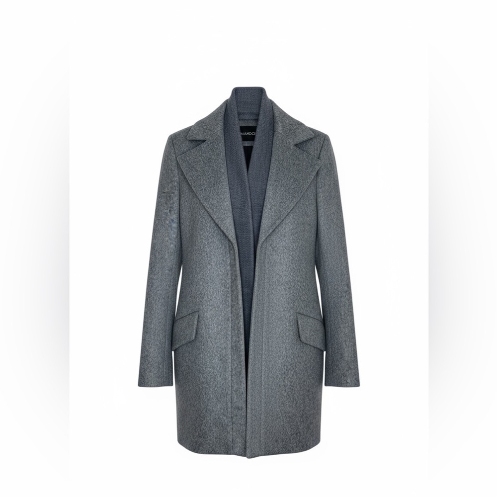 Thakoon Wool Coat Ribbed Panel Zipper Tailored Gray Size 0/XS